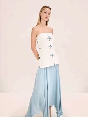 Alexis Strapless White and Blue dress